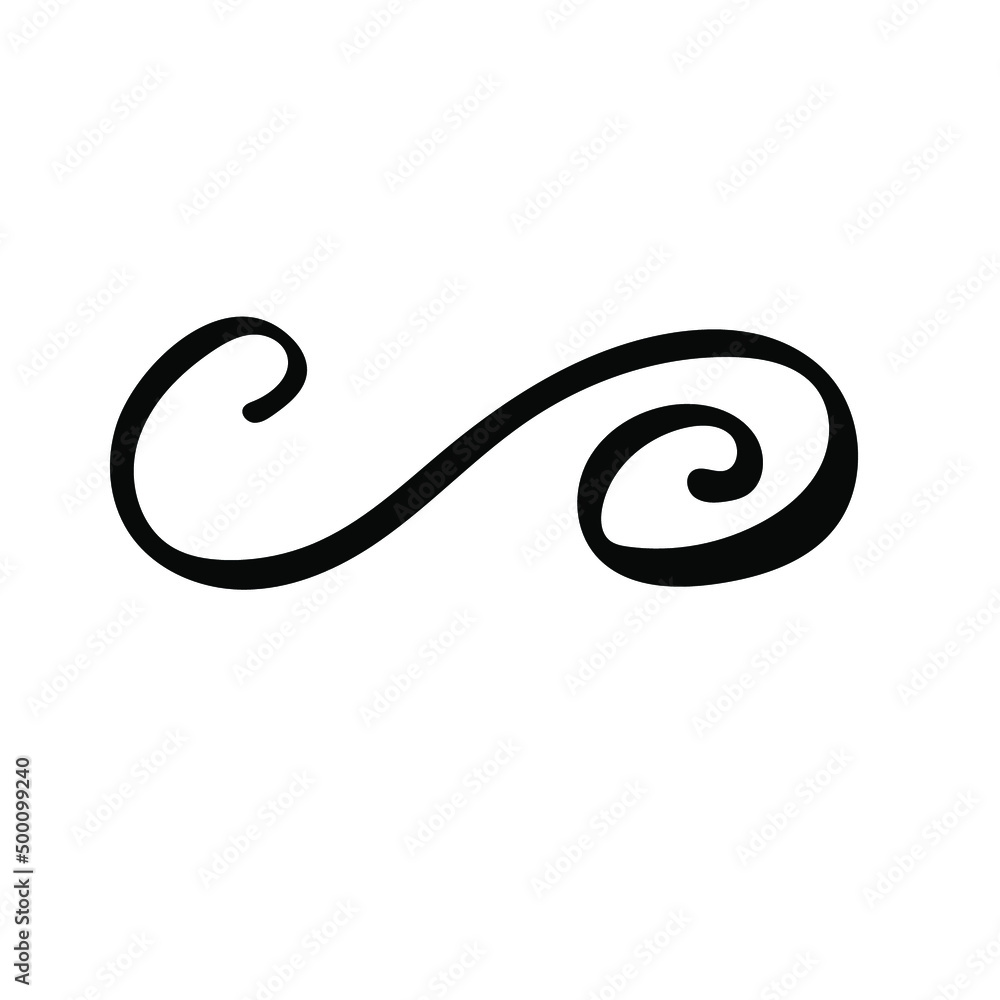 Curly hand drawn calligraphic line. Sketch vector doodle