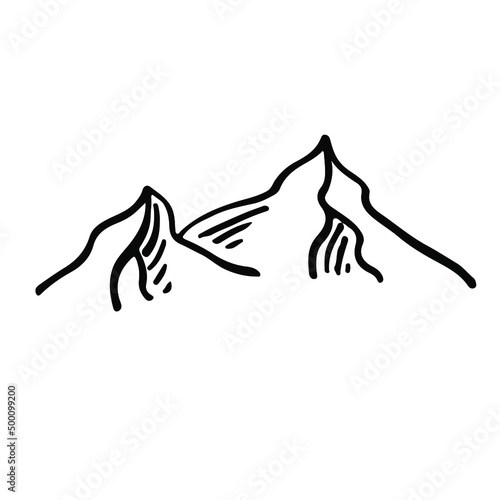 Mountains peak line art vector icon. nature landscape sketch doodle silhouette