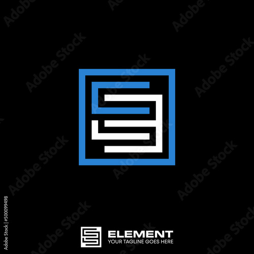 Letter or word EE or double E font in flip line square image graphic icon logo design abstract concept vector stock. Can be used as symbol related to monogram or initial