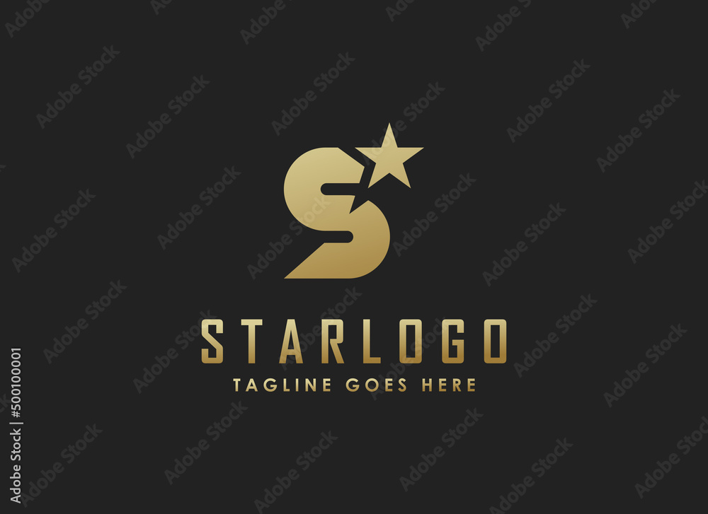 Abstract Initial Letter S Star Logo. Gold Letter S with Star Icon isolated on Black Background. Usable for Business and Branding Logos. Flat Vector Logo Design Template Element. Abstract Initial Letter S Star Logo. Gold Letter S with Star Icon isolated on Black Background. Usable for Business and Branding Logos. Flat Vector Logo Design Template Element.