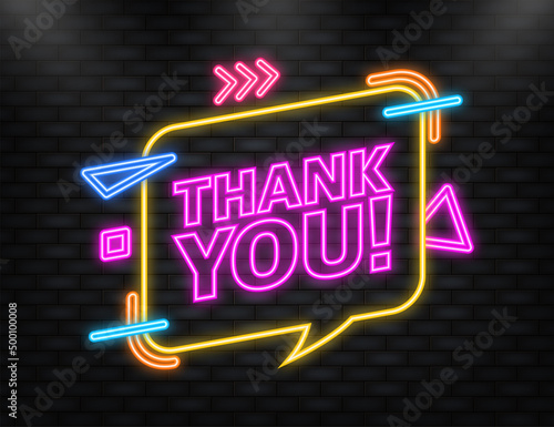 Flat Design Speech Bubble Thank You. Vector Illusatrtion on color background.