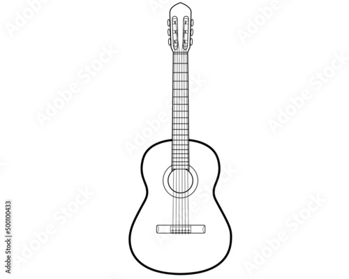 Acoustic guitar isolated on white background. Vector illustration