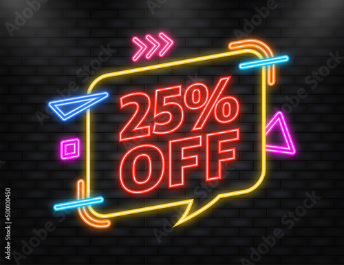 Trendy flat advertising with 25 percent discount flat badge for promo design. Poster badge. Business design. Vector illustration.
