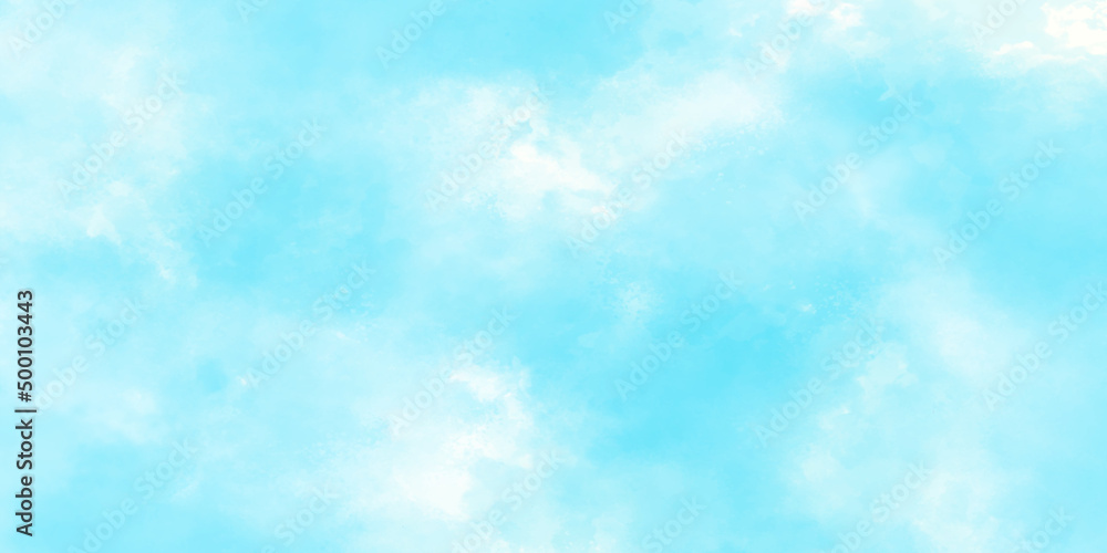 Abstract beautiful painted cloudy sky blue watercolor background, Light blue background with watercolor, Soft cloud in the sky background blue tone for wallpaper, graphics design and web design.