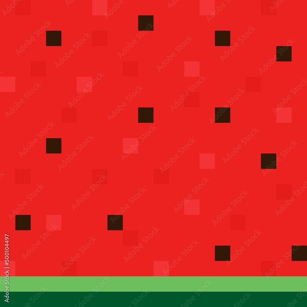 Watermelon pattern background pixel art. Vector illustration. Watermelon pattern background pixel art. Vector illustration.
