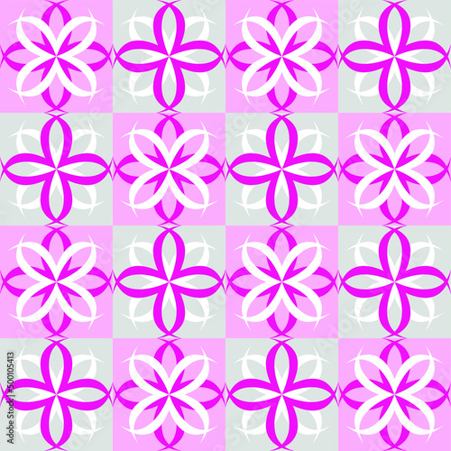 Vector illustration is a seamless geometric floral pattern of pink-gray flowers. Concept - wallpaper  tile or paper