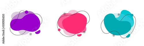 Liquid shape. Abstract trendy fluid bubbles. Dynamic magic frame. Vector geometric splash. Moderm gradient graphic shape.