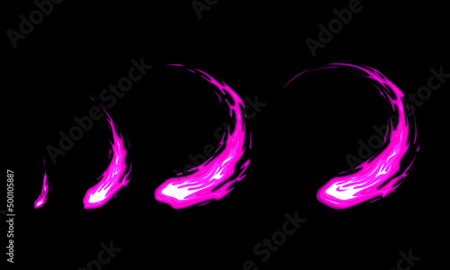 Sprite sheet for attacking with a purple sword, magic strike, or something else. Animation for educational games or cartoons
