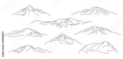 Contour Drawing Mountains and Hills  Set