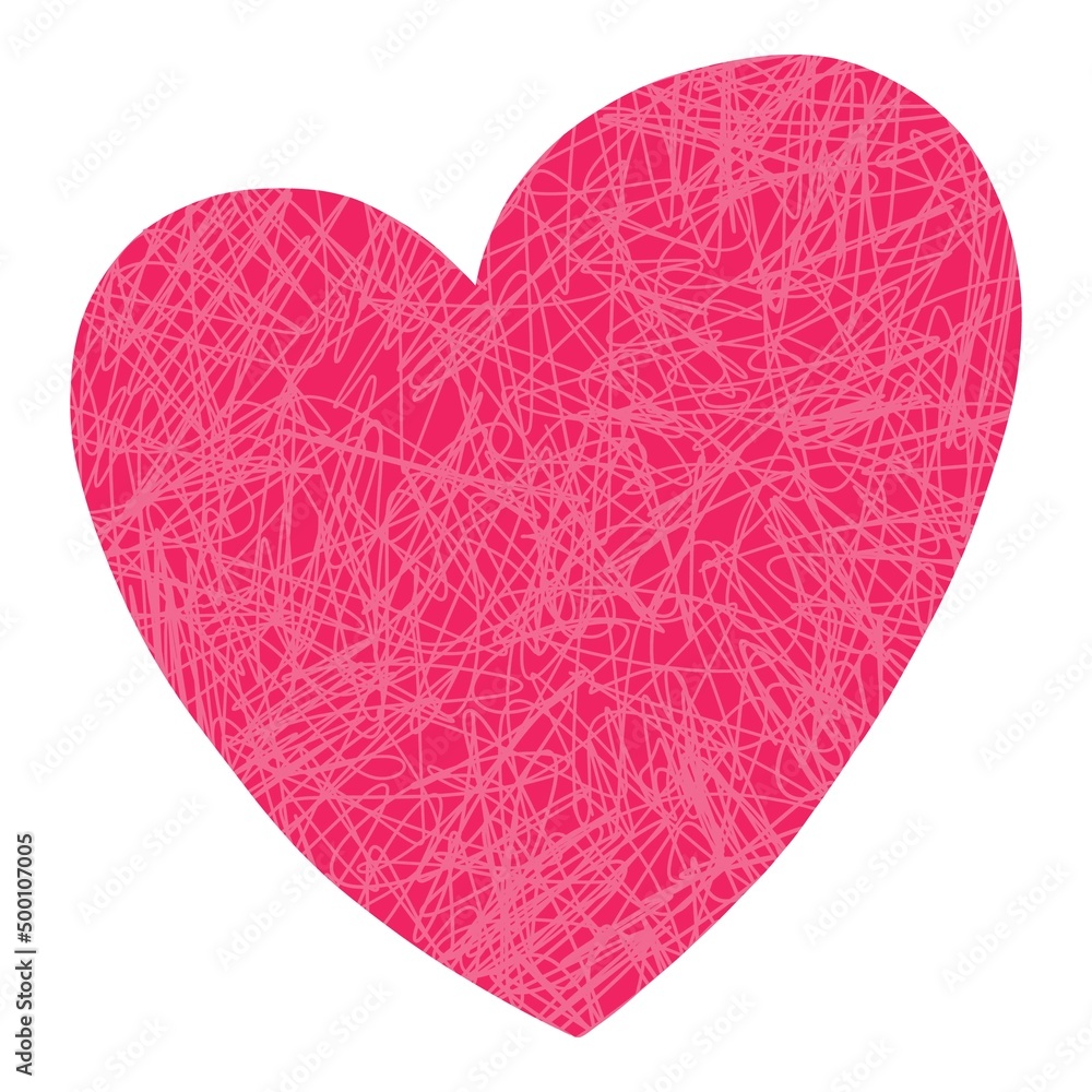 Hand drawn doodle tribal heart. Design element for Valentines day or wedding date on white background