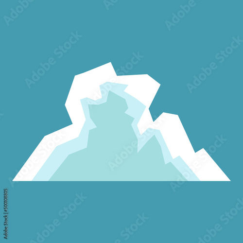 Arctic iceberg. North pole travelling, ice rock glacier mountain winter landscape element. Snow nature, melting antarctic berg vector