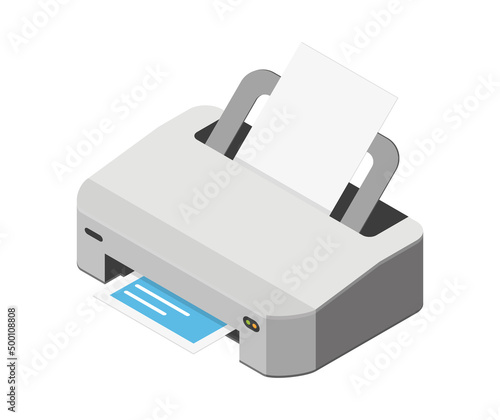 Vector isometric illustration, 3d printer icon, printing device