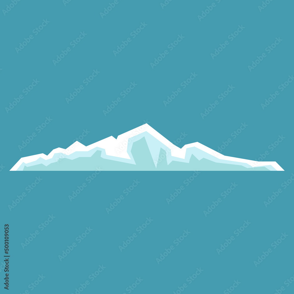 Arctic iceberg. North pole travelling, ice rock glacier mountain winter landscape element. Snow nature, melting antarctic berg vector