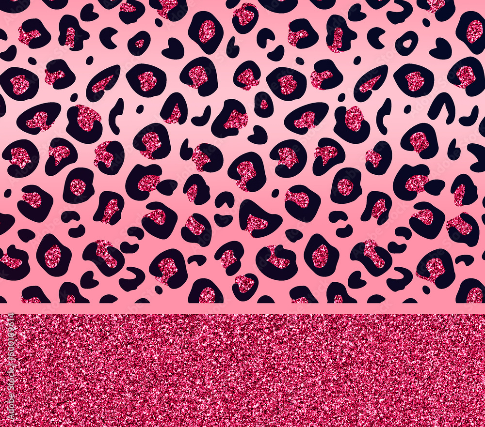 Pink glitter leopard print background. Stock Illustration