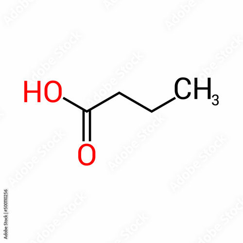 chemical structure of butyric acid (C3H7COOH)