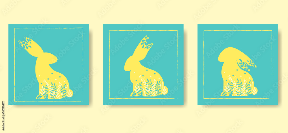 Happy Easter Set of greeting cards, posters