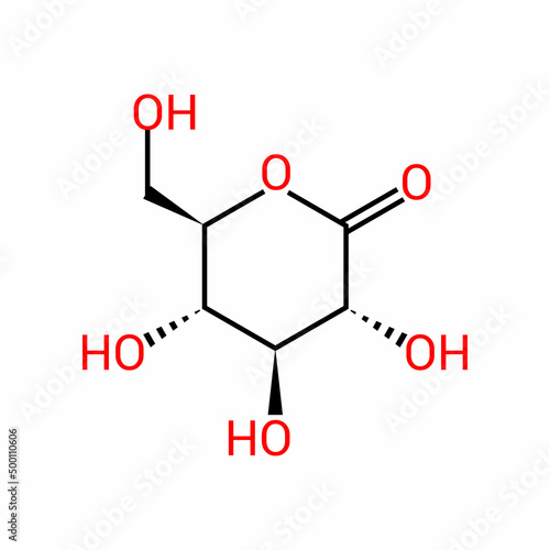 chemical structure of Glucono delta-lactone (C6H10O6)