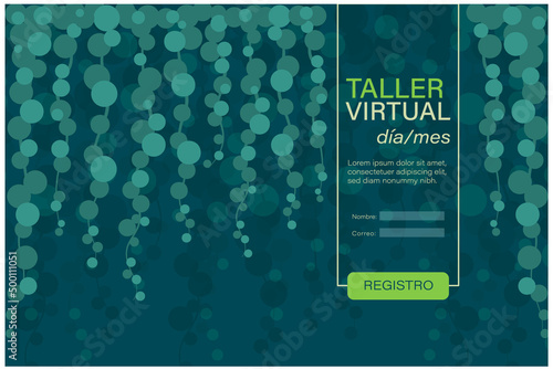 Landing page de taller en tonos verde. Datos de registro