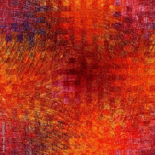 Rainbow checkered seamless background with rows of grunge striped and stain  intersecting square elements