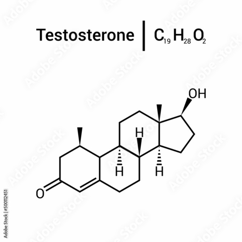 chemical structure of testosterone (C19H28O2) photo