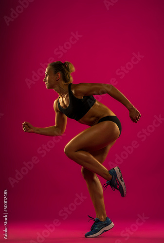 Fitness young woman in sports wear doing workout fitness aerobic exercise