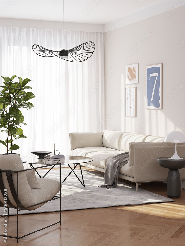 3d interior of a minimal nordic style interior living room a design ...