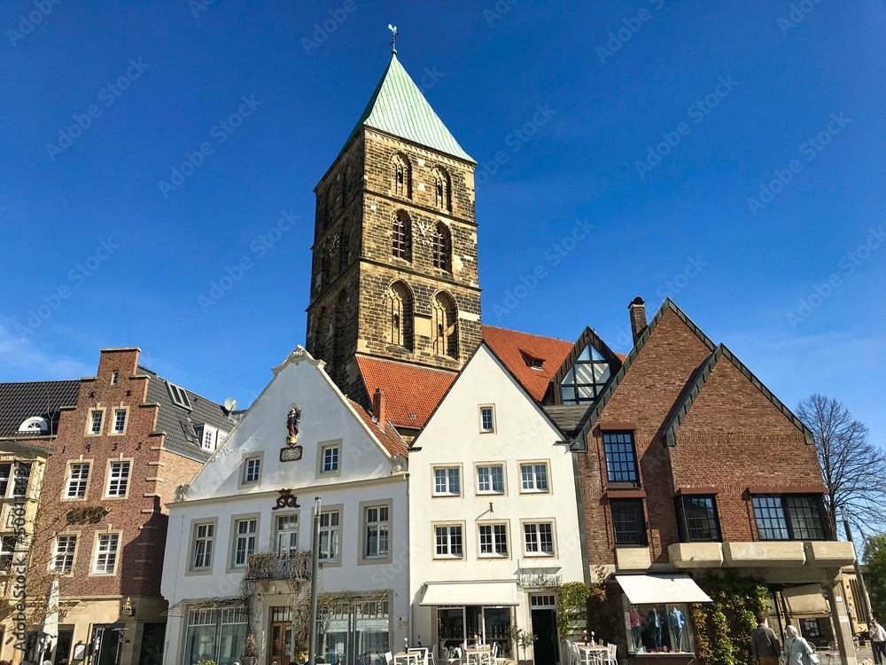 The historical city center of Rheine with its famous market place and ...