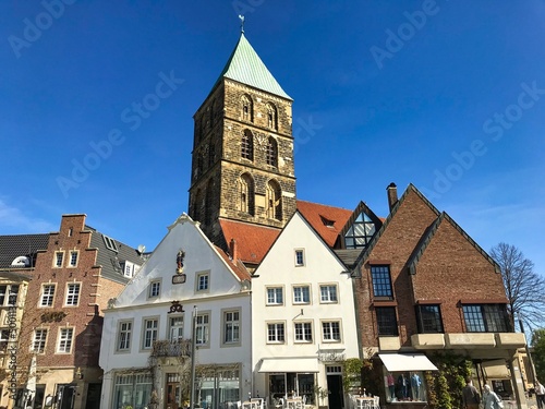 The historical city center of Rheine with its famous market place and St. Dionysius city church