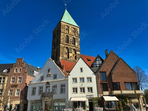 The historical city center of Rheine with its famous market place and St. Dionysius city church