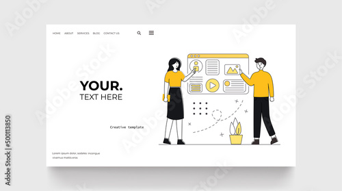 Web design with character. UI/UX concept, online learning