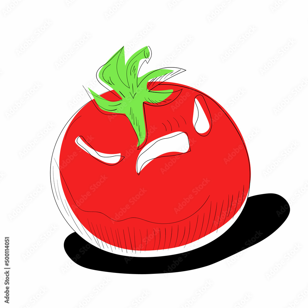 Red tomato line art. Organic vegan food. Vegetables icon set. On white background. Red tomato line art. Organic vegan food. Vegetables icon set. On white background.