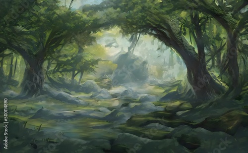 a digital painting of a lush forest © @uniturehd
