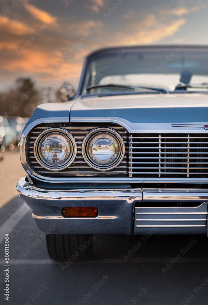 American car, chevrolet impala sunset sweden 1964