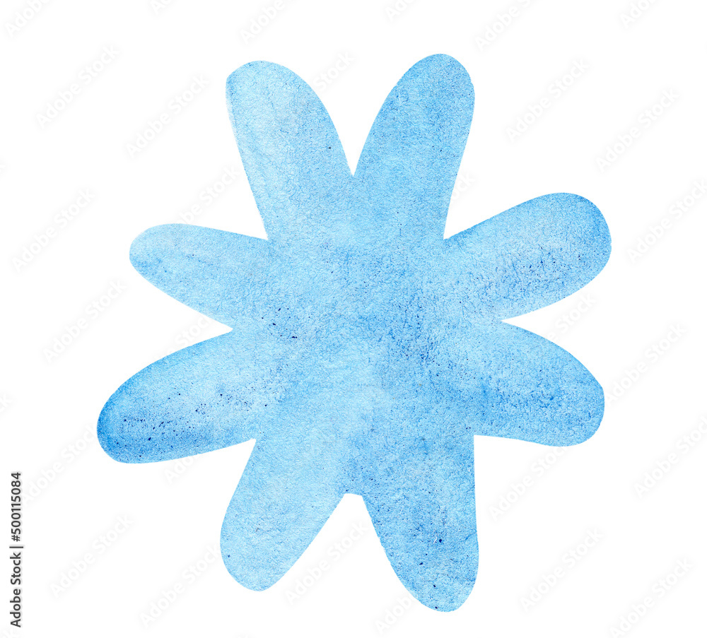 Math sign multiply. Watercolor blue star hand drawn illustration Math sign multiply. Watercolor blue star hand drawn illustration