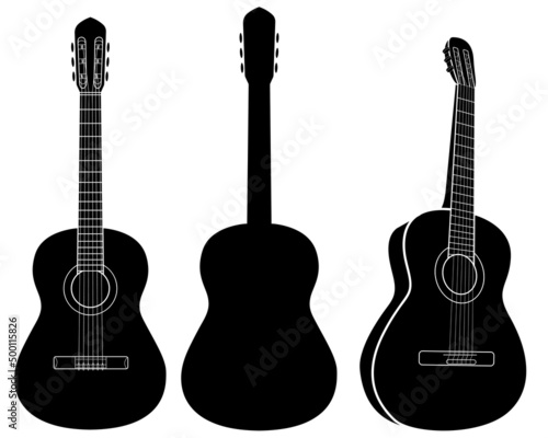 Set of Acoustic guitar isolated on white background. Vector illustration