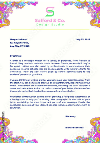 Yellow Cream Abstract Business Letterhead