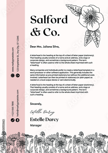 Minimalist Cream Illustration Business Letterhead