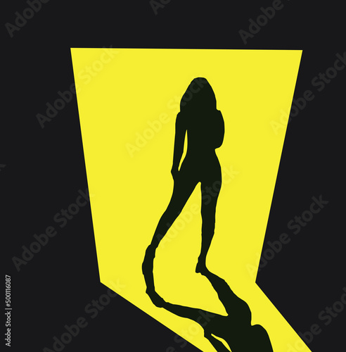 woman posing in the dark with shade-