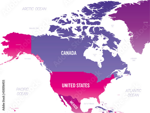 North America detailed political map with lables