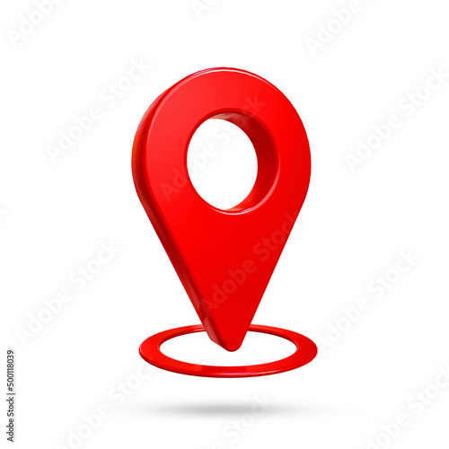 Pin location 3d render isolated on white background
