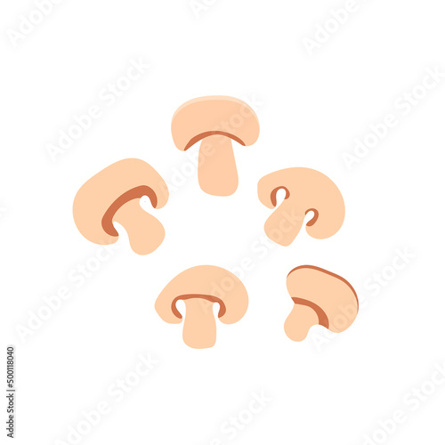 Mushroom slices set. Elements, food ingredients.