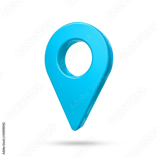 Pin location 3d render isolated on white background