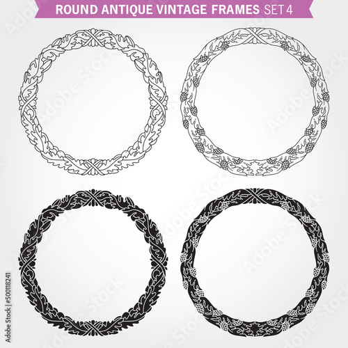 Decorative frames and borders round set vector 4