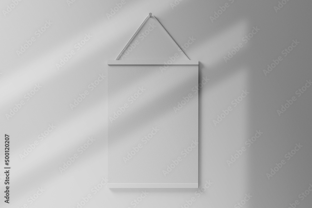 Poster hanger mockup, wooden hanging poster frame, poster bar mockup, vertical wood