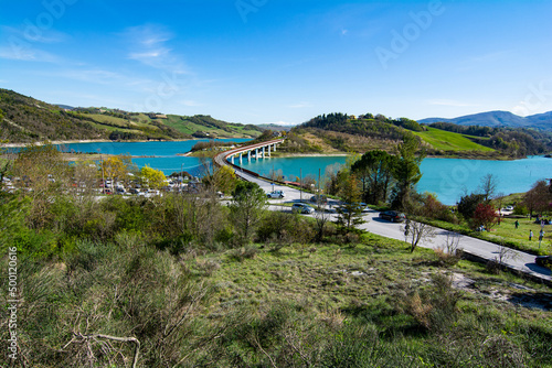 italy marche region Beautiful view of Cingoli lake photo