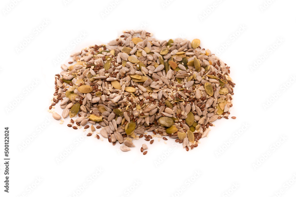 Mix of seeds for a salad. A pile of mixed seeds. Mix of seeds for a salad. A pile of mixed seeds.