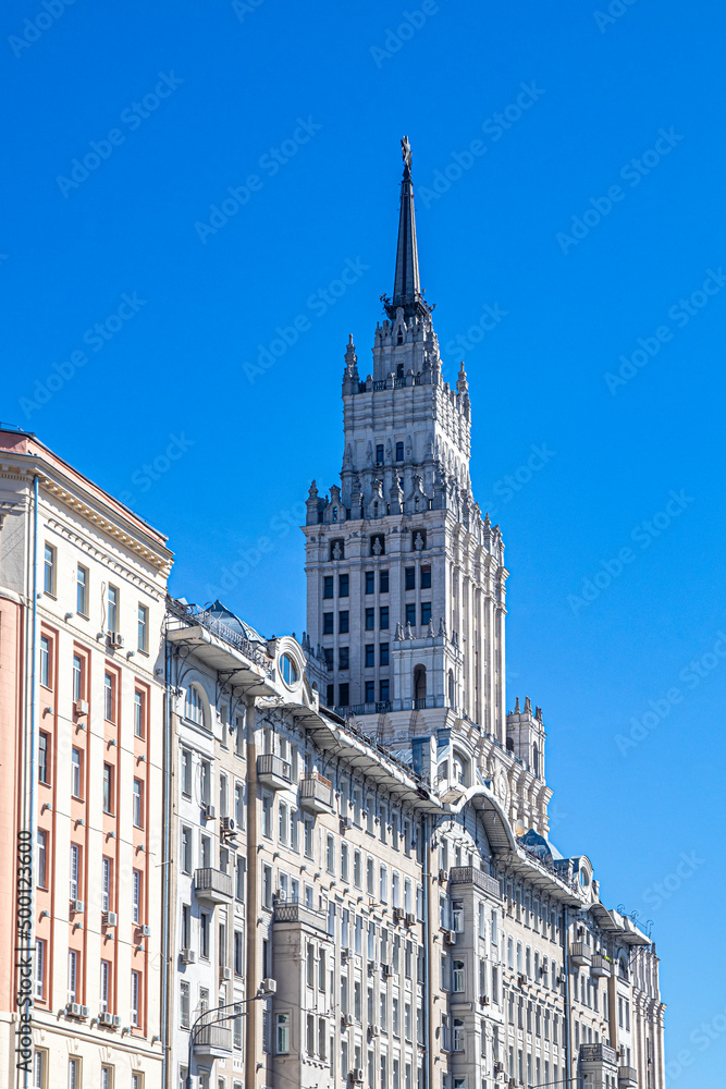 Spire of a high-rise building at the Red Gate in Moscow
