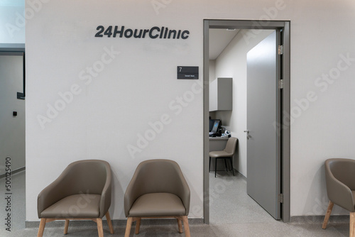 24 hour clinic  in modern hospital with decoration.