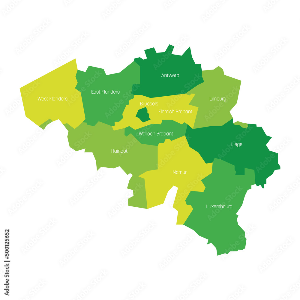 Fototapeta Provinces of Belgium. Map of regional country administrative divisions. Colorful vector illustration