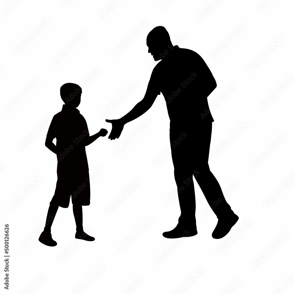 man and boy, body silhouette vector